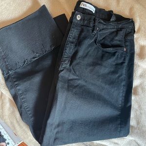 Zara Wide Leg/Cuffed Black Denim
